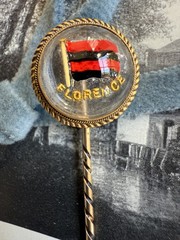 Antique 15k Reverse Painted “Florence” Reverse Painted Essex Crystal Stick Pin