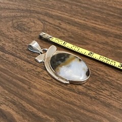 RIS Mexico Vintage 925 Sterling Silver Large Oval Blue Multi Color Stone Pendant
