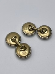 Vintage Art Deco Cufflinks Double Sided Greek Key Peking Glass Faux Jade 5/8″