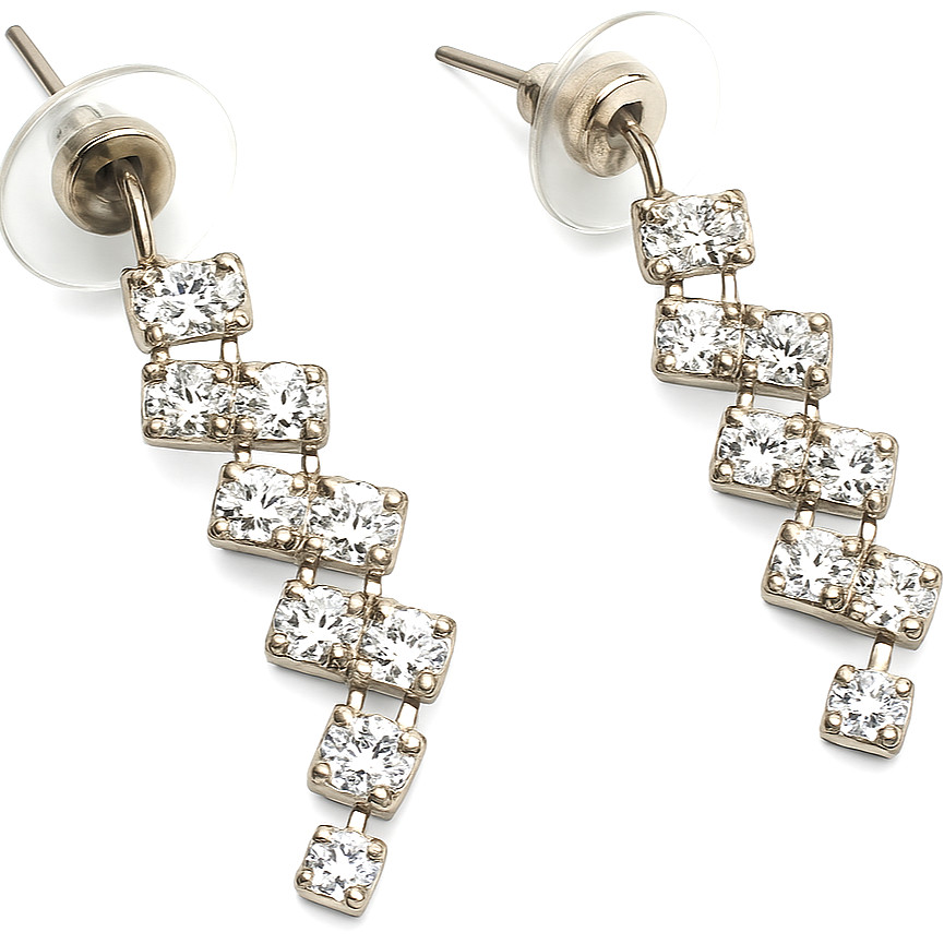Vintage Silver-Tone Rhinestone Drop Dangle Earrings | Sparkling Linear Design