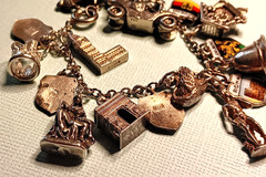 European Travel Silver Charm Bracelet & 17 Charms, 925 to 800 Silver, Some Rare