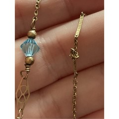 Vintage Gold Filled Blue Crystal Lavalier Lariat Beaded Necklace 20.25”