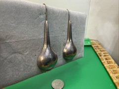 Vtg N D Sterling Silver Teardrop Long Dangle Drop Earrings 2.5 X 1 INCH LARGE