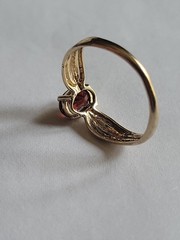 Vintage JACMEL MAURITIUS 10K Yellow Gold & Oval Garnet Ring Size 7.25