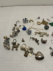 37-Single Silver And Gold Tone Stones earring lot vintage For Crafts Or Reuse