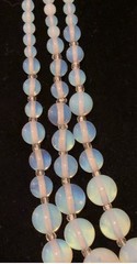 VTG CZECH Art Deco Graduated Blue OPALINE GLASS Triple Strand Festoon NECKLACE