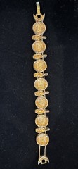 Gold Tone Bowling Ball Bowling Pins Vintage Slide Bracelet 6.5” League