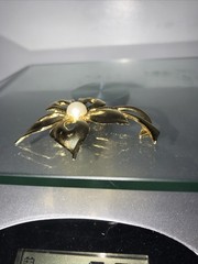 AAI Vintage Flower Pin Brooch White Faux Pearl Gold Tone Signed 1990s