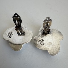 VINTAGE STERLING MEXICO EARRINGS CLIP-ON HOLLOW MARKED TS-74 22 Grams Silver