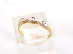 Vintage Yellow & White Gold Plated Leaves 14K GE ESPO Clear Stone Band Ring