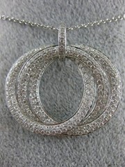 ESTATE LARGE 2.46CT DIAMOND 18KT WHITE GOLD 3D INTERTWINING MULTI CIRCLE PENDANT