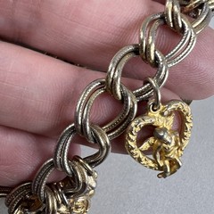 Vintage Kirks Folly Charm Bracelet Watch Angels Hearts Works! AS IS q3z