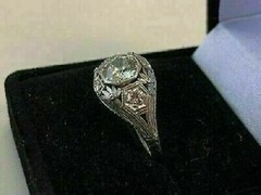 Vintage Art Deco Style Round Cut Lab Created Diamond 925 Silver Engagement Ring