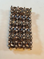 Vtg 60’s Rhinestone Crystal Stretch Cuff Bracelet 2″