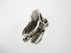 Vintage Unmarked Sterling Silver Angel Holding Opal in Resin Pendant 6.5g .75 In