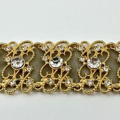 Vintage Retro Gold Filigree Crystal Velvet Choker Necklace Taupe Y2K Aesthetic