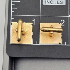 VTG Swank Gold-Tone Square Cufflinks .75″ Ornate Scrolled Edge Bullet Back