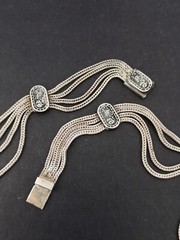 Vintage Silver Necklace Multi Chain Niello Station Layered 925 Ethnic Wide Old