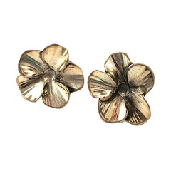Sterling Silver STUART NYE Pansy Flower Pierced Stud Earrings 0.5″