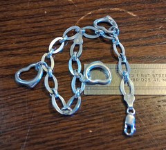 Vintage Sterling Heart Charm 8″ Chain Bracelet 13g See Pics/Description
