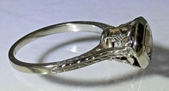 Antique Belais 18k White Gold 4mm Diamond Solitaire Ring Sz4 Art Deco Gorgeous!!