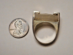 Vintage Modernist Sterling 925 & Faceted Rutilated Quartz Ring 15.1g Size 8