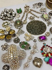 Lot Vintage & Modern Jewelry Parts Broken Repurpose Craft Rhinestones Harvest 3