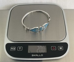 Vintage Mexico 925 Sterling Turquoise Inlay Mosaic Tension Bangle Bracelet 7″
