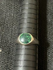 Vintage 925 Sterling Silver Signet Style Ring With Malachite Size 8.5