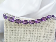 Vintage Sterling Silver 925 Heated African Amethyst Tennis Bracelet 7.5″