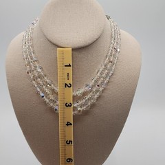 Vintage 3 Strand Aurora Borealis Choker 13.75 to 15.5 Inches