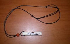 Vintage Kangaroo Wallaby BONE Pendant Leather Lariat Necklace * 2.25″ Australia