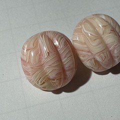Vintage Pink Peach Marbled Lucite Acrylic Oval Stud Earrings