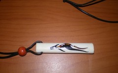 Vintage Kangaroo Wallaby BONE Pendant Leather Lariat Necklace * 2.25″ Australia