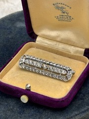 Art Deco Pin Rhinestone Bar Pin Trombone Clasp 1”