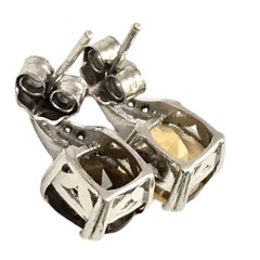 Vintage Jtv Citrine Diamonds Sterling Silver Necklace And Earring Set