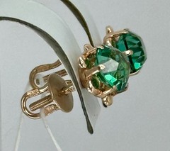 USSR Vintage Original Emerald (lab. made) Rose Gold Stud Earrings 583 14K 3,11 g
