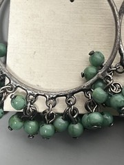 HASKELL Vintage 1980s Earrings Pierced Beaded Hoops Silver Toned 1-1/2″ 1990s