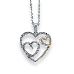 Triple Heart Gold Plate Pave Cubic Zirconia Pendant ONLY | Sterling Silver 925