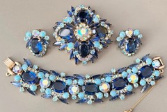 Vintage Verified JULIANA Turquoise Matrix Parure Bracelet Brooch Earring Set