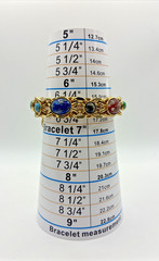 Vintage Bracelet Chunky Gold Tone Multi Color Cabochon Curb Link Safety Chain