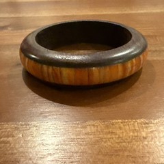 Handcraft Horn Bone and Wood Bangle Bracelet 3 Inch Wide #E284