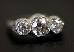 Art Deco Engagement Ring Mine European Cut Diamonds Plat 3.4 DTW 2.25 CTW 6.5