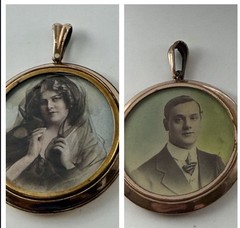 Edwardian Rolled Gold Double Sided Momento Mori Mourning Photo Locket 2 Photos