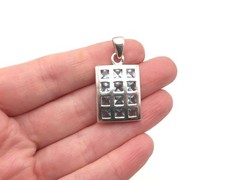 Vintage Sterling Silver 925 Sky Blue Topaz Rectangle Window Pane Pendant