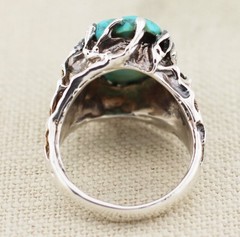 Vintage Hundred Sterling Silver Turquoise Ring Size 11.25
