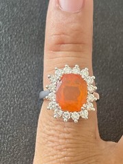 Gorgeous 14KT White Gold 4.00CT Mexican Opal & 1.00CTW Diamond Ring. S 6.5(FL419