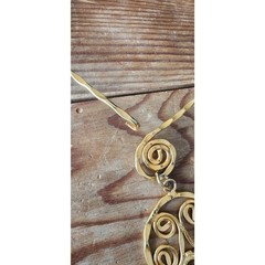 Vintage 70s Gold Necklace Spiral Disc Cascade Ancient Greek Style