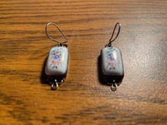 Vintage Russian Enamel Rostov Finift Filigree Rectangle Earrings 1988