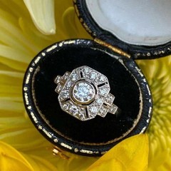 Vintage Art Deco Style Round Lab Created Diamond 14K White Gold FN Wedding Ring